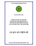 [Luận án tiến sĩ]_ Nghiên cứu đề xuất mô hình sử dụng đất nông nghiệp hợp lý, phù hợp với quá trình đô thị hoá tại thị xã Đông Triều