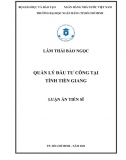 [Luận án tiến sĩ]_ Quản lý đầu tư công tại tỉnh Tiền Giang