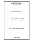 Luân văn thạc sĩ_ Xây dựng hệ thống tự động phân loại văn bản tiếng Lào