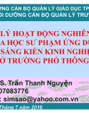 Quản Lý Hoạt Động Nghiên Cứu Khoa Học Sư Phạm Ứng Dụng Và Sáng Kiến Kinh Nghiệm Ở Trường Phổ Thông 