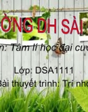 Bài thuyết trình TRÍ NHỚ - tâm lý học đại cương 