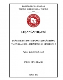 Luận văn thạc sĩ_ Quản trị rủi ro tín dụng tại ngân hàng TMCP Quân Đội MBbank– CN Sở giao dịch 3