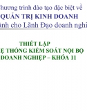 Thiết lập hệ thống kiểm soát nội bộ trong doanh nghiệp