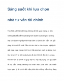 Sáng suốt khi lựa chọn nhà tư vấn tài chính