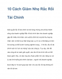 10 Cách Giảm Nhẹ Rắc Rối Tài Chính