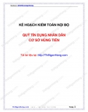Kế hoạch Kiểm toán nội bộ - Quỹ tín dụng nhân dân Cơ sở Hùng Tiến