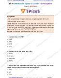 Đề thi QHKH Doanh nghiệp và Cá nhân TienPhongBank (TPBank) (20-01-2013)