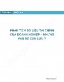 Những điều cần lưu ý khi phân tích số liệu Tài chính doanh nghiệp