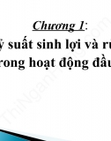 Slide Chương 1. Tỷ suất sinh lời và rủi ro trong hoạt động đầu tư