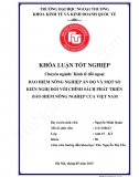 Khóa luận - Bảo hiểm nông nghiệp Ấn Độ và một số kiến nghị đối với chính sách phát triển bảo hiểm nông nghiệp của Việt Nam