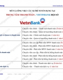 Mô tả công việc các vị trí tại Trung tâm thanh toán Vietinbank Hội sở