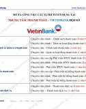 Mô tả công việc các vị trí tại Trung tâm thanh toán Vietinbank Hội sở