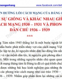 So sánh sự giống và khác nhau giữa Cao trào cách mạng 1930-1931 và Phong trào dân chủ 1936-1939