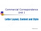 Commercial correspondence unit 1: Letter Layout