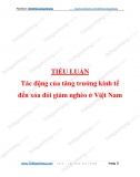 Tiểu luận - Tác động của tăng trưởng kinh tế đến xóa đói giảm nghèo ở Việt Nam