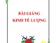 Bài giảng Kinh tế lượng