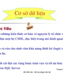 Bài giảng Cơ sở dữ liệu (CSDL) Full