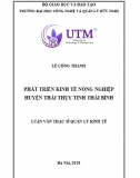 LV thạc sĩ - Phát triển Kinh tế nông nghiệp Huyện Thái Thụy - Tỉnh Thái Bình