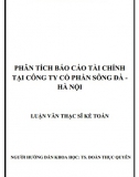 Luận văn thạc sĩ kế toán - Phân tích báo cáo tài chính tại Công ty phần Sông Đà – Hà Nội