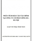 Luận văn thạc sĩ kế toán - Phân tích báo cáo tài chính tại Công ty  phần Sông Đà – Hà Nội