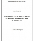 Luận văn thạc sĩ kế toán - Phân tích báo cáo tài chính của Công ty Cổ phần Nông nghiệp và Thực phẩm Hà Nội - Kinh Bắc