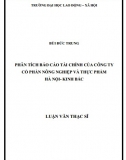 Luận văn thạc sĩ kế toán - Phân tích báo cáo tài chính của Công ty Cổ phần Nông nghiệp và Thực phẩm Hà Nội - Kinh Bắc