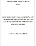 Luận văn thạc sĩ kinh tế - Phát triển nguồn nhân lực địa bàn huyện Long Thành - tỉnh Đồng Nai