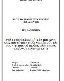 [Báo cáo sáng kiến] Phát triển năng lực của học sinh qua một số biện pháp nghiên cứu bài học Tự học có hướng dẫn trong chương trình Vật lý 12