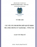 [Luận văn Thạc sĩ 2023] Các yếu tố ảnh hưởng đến quyết định mua nhà chung cư tại Bà Rịa – Vũng Tàu