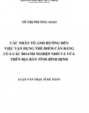 [Luận văn thạc sĩ] Các nhân tố ảnh hưởng đến việc vận dụng thẻ điểm cân bằng của các DN nhỏ và vừa trên địa bàn tỉnh Bình Định