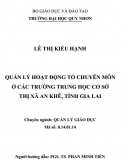 [Luận văn thạc sĩ] Quản lý hoạt động tổ chuyên môn ở các trường THCS thị xã An Khê, tỉnh Gia Lai