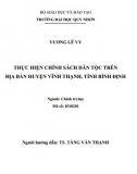 [Luận văn thạc sĩ] Thực hiện chính sách dân tộc trên địa bàn huyện Vĩnh Thạnh, tỉnh Bình Định