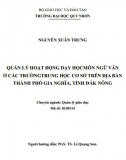 [Luận văn thạc sĩ] Quản lý hoạt động dạy học môn ngữ văn ở các trường THCS trên địa bàn thành phố Gia Nghĩa, tỉnh Đăk Nông