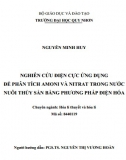 [Luận văn thạc sĩ] Nghiên cứu điện cực ứng dụng để phân tích amoni và nitrat trong nước nuôi thủy sản bằng phương pháp điện hóa