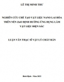 [Luận văn thạc sĩ] Nghiên cứu chế tạo vật liệu nano lai hóa trên nền ZnO định hướng ứng dụng làm vật liệu điện sắc