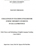 [Luận văn thạc sĩ] Challenges in teaching English for ethnic minority students in Gia Lai province