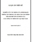 [Luận án tiến sĩ] Nghiên cứu tác động của minh bạch thông tin trong các BCTC tới chi phí vốn cổ phần của các công ty niêm yết tại VN