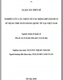 [Luận án tiến sĩ] Nghiên cứu các nhân tố tác động đến hành vi sử dụng thẻ ngân hàng quốc tế tại Việt Nam