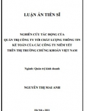 [Luận án tiến sĩ] Nghiên cứu tác động của quản trị công ty tới chất lượng thông tin kế toán của các công ty niêm yết trên thị trường chứng khoán VN