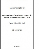 [Luận án tiến sĩ] Phát triển nguồn nhân lực trong các doanh nghiệp xã hội Việt Nam