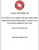 [Luận văn thạc sĩ] Các nhân tố tác động tới việc triển khai định danh khách hàng điện tử (EKYC) tại ngân hàng Shinhan Việt Nam