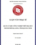 [Luận văn thạc sĩ] Quản lý khu công nghiệp trên địa bàn TP Hạ Long - tỉnh Quảng Ninh