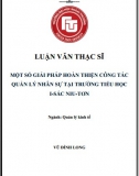 [Luận văn thạc sĩ] Một số giải pháp hoàn thiện công tác quản lý nhân sự tại trường tiểu học I-Sắc Niu-Tơn