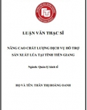 [Luận văn thạc sĩ] Nâng cao chất lượng dịch vụ hỗ trợ sản xuất lúa tại tỉnh Tiền Giang