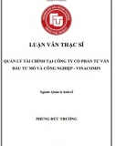 [Luận văn thạc sĩ] Quản lý tài chính tại Công ty cổ phần Tư vấn đầu tư mỏ và công nghiệp - Vinacomin