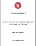 [Luận văn thạc sĩ] Quản lý nhà nước đối với đầu tư trực tiếp nước ngoài vào Việt Nam