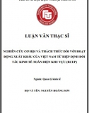 [Luận văn thạc sĩ] Nghiên cứu cơ hội và thách thức cho hoạt động xuất khẩu của Việt Nam từ Hiệp định Đối tác toàn diện khu vực (RCEP)