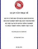 [Luận văn thạc sĩ] Quản lý rủi ro tín dụng KHDN trên địa bàn TP Hà Nội tại Ngân hàng Agribank