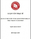 [Luận văn thạc sĩ] Quản lý nhà nước về du lịch ở tình Nghệ An - Thực trạng và giải pháp