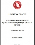 [Luận văn thạc sĩ] Nâng cao chất lượng tín dụng tại Ngân hàng MBbank - Chi nhánh Mỹ  Đình